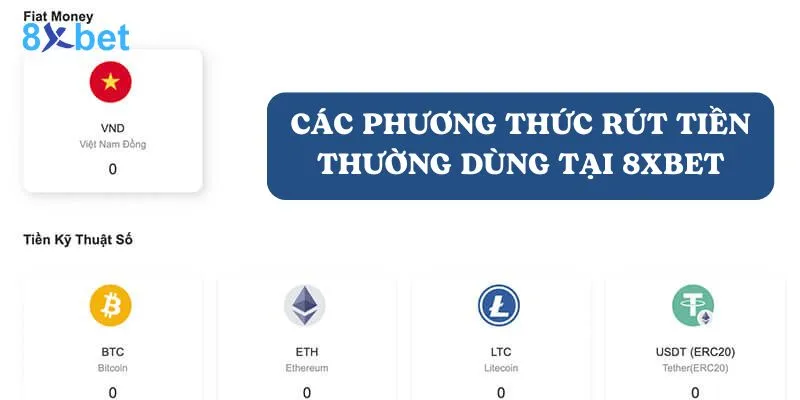 Có nhiều phương thức rút tiền tại 8xbet